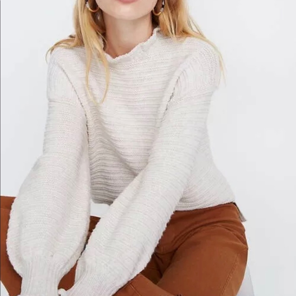 Madewell Ruffle-Neck Pullover Sweater Yarn Med